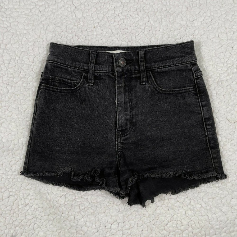 Abercrombie & Fitch Women's Black Frayed Hem Denim Jean Shorts Size 00 W24